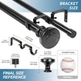 thumbnail image 3 of Urbanest Adjustable Double Curtain Rod Set Semplice Manhattan Finials – 1″ Front & 3/4″ Back Rod With Black Rod, 48–84 Inches, 3 of 6