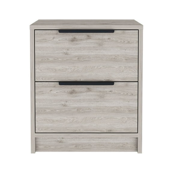 HomeRoots 19 in. Two Drawer Faux Wood Nightstand, Gray
