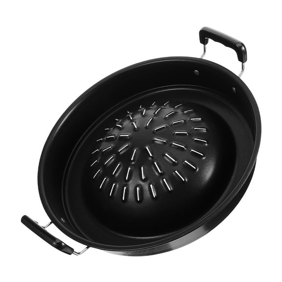 CATIEBYE Black Stainless Steel Pan, Iron-Plastic Construction, Indoor Use, Easy to Clean and Maintain