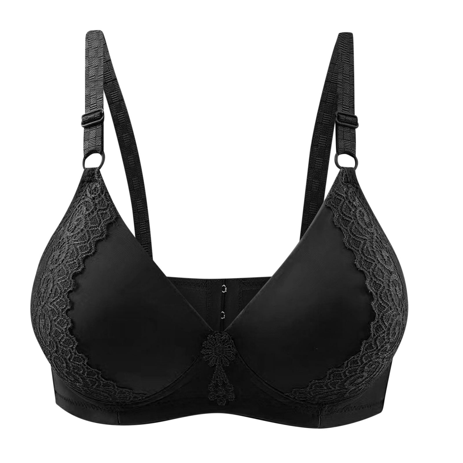 Skin Tone Bra No Steel Ring Thin Women Bra Sexy Lace Pleats Breathable  Gathers Underwear Sports Bras, Black, D : : Clothing, Shoes &  Accessories