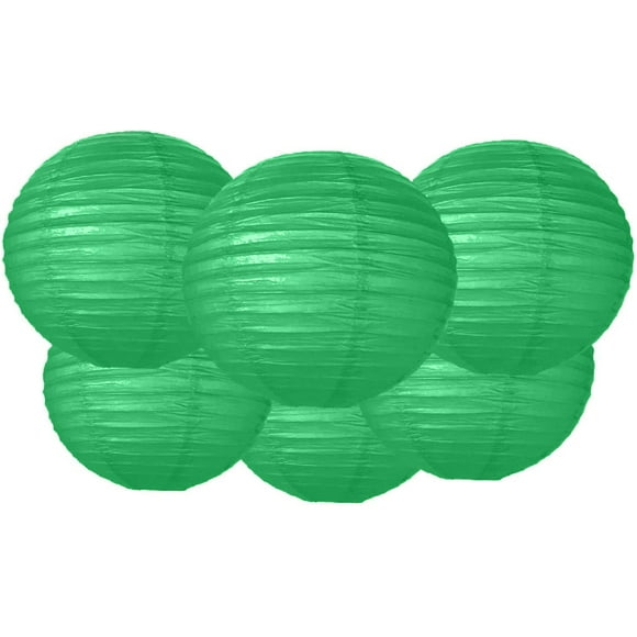 Pack Of 6 Round Paper Lanterns Lamp Wedding Birthday Party Decoration (Grass Green, 10"/25CM)
