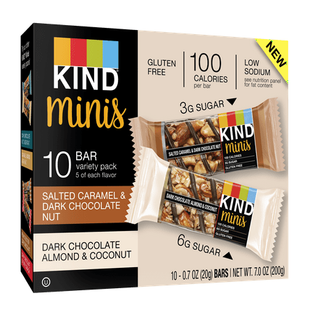 KIND Minis Salted Caramel & Dark Chocolate Nut and Dark Chocolate Almond & Coconut 10