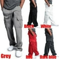 thumbnail image 4 of HESHENG Mens Jogger Gym Heavy Weight Fleece Cargo Pocket Sweat Pants Drawstring Trousers M-3XL, 4 of 5