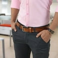 thumbnail image 2 of Men's Handmade Genuine Solid Buffalo Leather Belt Brown Colour, 34" To 40" Waist Adjustable, 2 of 5