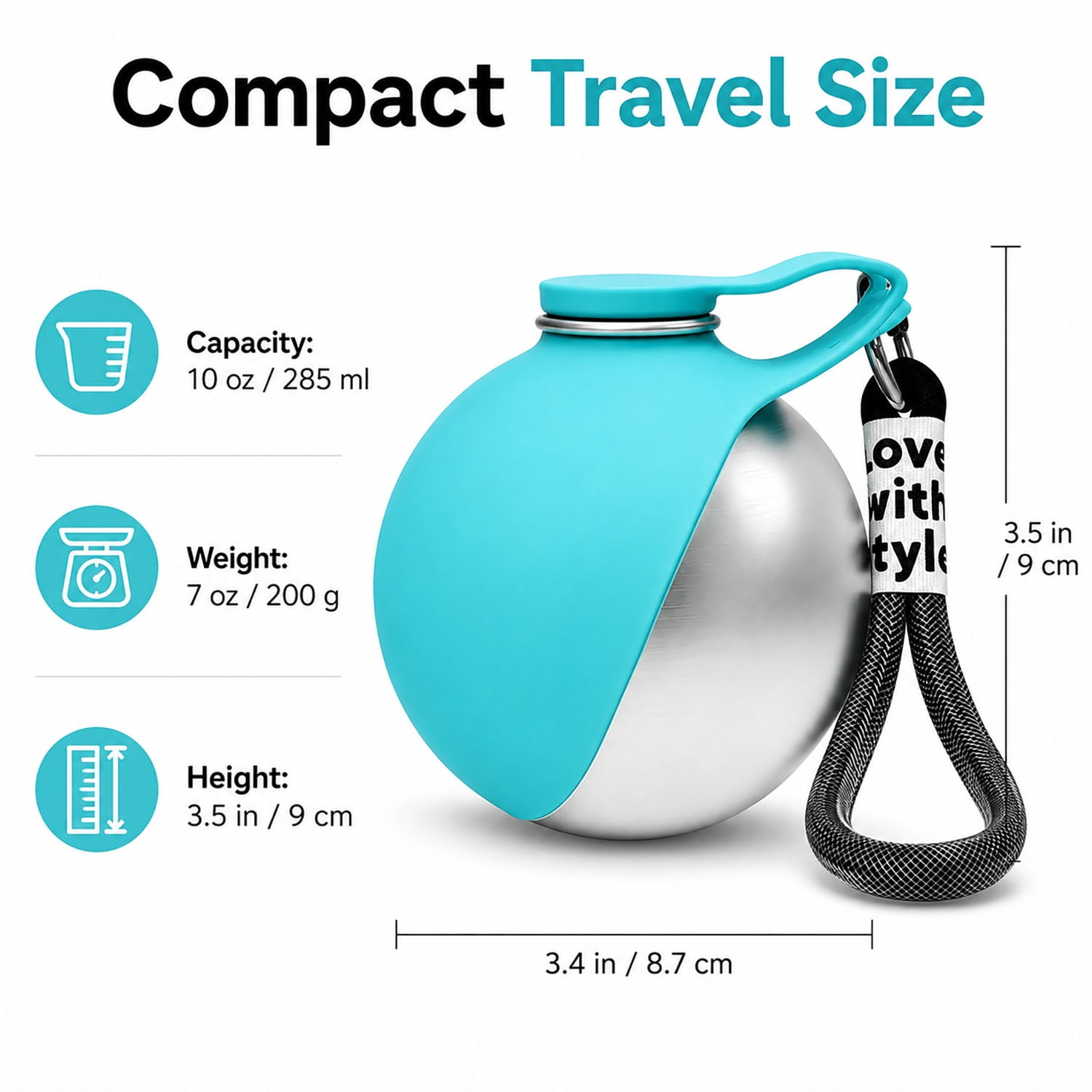 Pawsip Stainless Steel Travel Bottle, Foldable Pet Water Bottle, Portable Dog Water Bottle for Small Dog Walking, Hiking & Travel, Leak-Proof & Compact Dog Travel