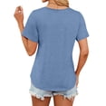 thumbnail image 5 of Nlife Women's Crew Neck Short Sleeve Textured Yoke T-Shirt, 5 of 7