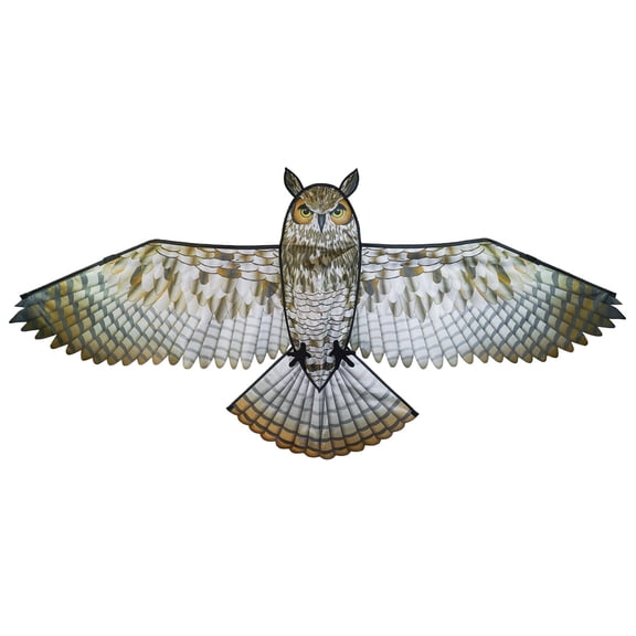 In the Breeze 3375 — 70-inch Great Horned Owl Kite — Realistic Printed Bird of Prey Kite; Single-Line Easy-Flying; Kite Line Included