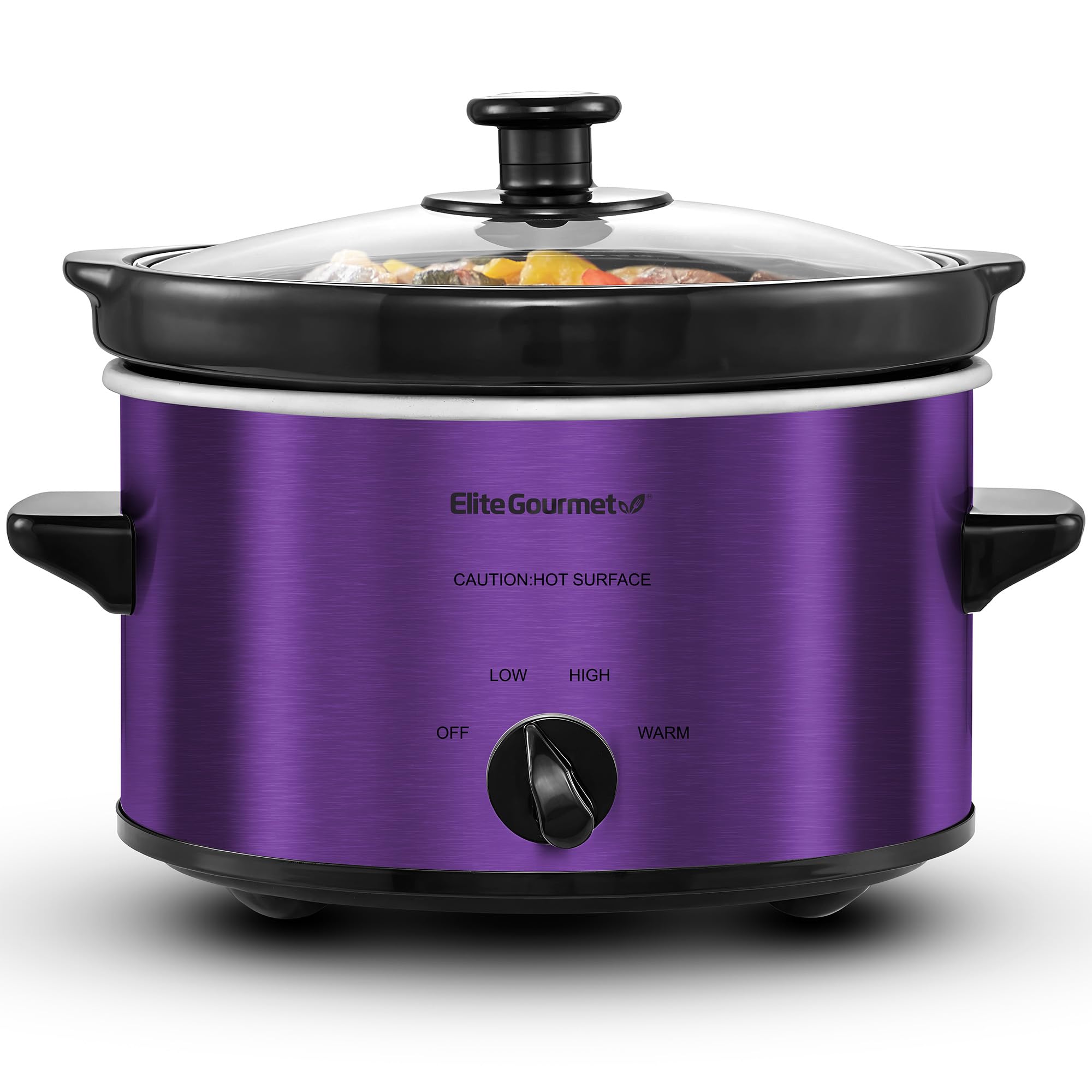 Elite Gourmet MST-275XP Electric Oval Slow Cooker, 2Qt Capacity, Purple