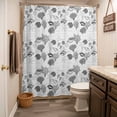 thumbnail image 5 of Xipuska Coastal Grey Shower Curtain - Water Repellent Fabric Shower Curtains Washable, Retro Ocean Coral Shell Starfish Seahorse Decorative Polyester Cloth Bathroom Curtains Modern Bath Decor 66"x72", 5 of 6