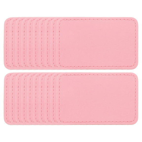 Uxcell Blank Leatherette Patches, Rectangle Faux Leather Hat Patches with Adhesive Iron-on Heat Press Laserable Rustic for Hats DIY Fabric Repair Sew Pink