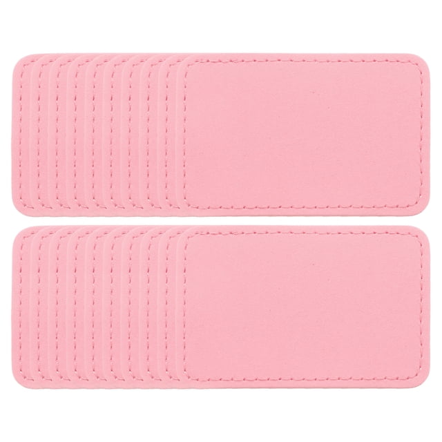 Parches de cuero sintético en blanco Uxcell, parches rectangulares de cuero sintético para sombreros con adhesivo para plancha, grabables, rústicos para reparación de tela de sombreros DIY, color rosa