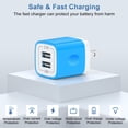thumbnail image 4 of Charging Block, 3 Pack USB Wall Charger with 10FT Type C Charging Cable Cord USB C Cable Phone Cables, Dual Port Phone Charger Android Charger Block USB Plug Adapter USB Charging Block, Blue, 4 of 8