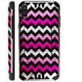 thumbnail image 1 of WORLD ACC Silver Guard Phone Case Compatible with TCL A2X Brushed Metal Texture Hybrid TPU Cover (2 Pink Chevron), 1 of 1