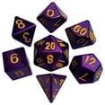 thumbnail image 2 of Metallic Dice  16 mm Solid Metal Dice, Purple & Gold - Set of 7, 2 of 2