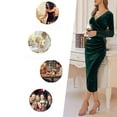 thumbnail image 3 of Knit Dress Ladies Sexy Dress Long Sleeve Sweater Dress Tight Wrap V Neck Party Dress Bodycon Evening Dress Clubwear Pencil Dress Knit Dresses Tunic Dress For Autumn Winter L, 3 of 5