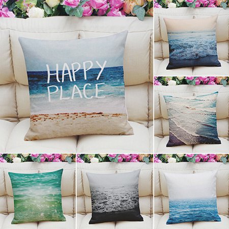 Fashion Square Sea Style Linen Throw Pillow Case Decorative