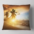 thumbnail image 2 of Designart Caribbean Seashore Sunset - Seascape Photography Throw Pillow - 16x16, 2 of 5