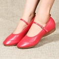 thumbnail image 2 of TOWED22 Womens Pointed-Toe Flats Shoes PU Leather Stitching Dress Flats Shoes Comfortable Work Shoes(Red,9), 2 of 6