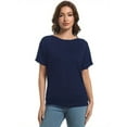 thumbnail image 3 of Women's Short Sleeve Boat Neck Dolman Top with Side Shirring, 3 of 6