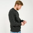 thumbnail image 3 of SAOL 100% Merino Wool Men's Aran Cable Knit Irish Sweater Fisherman Pullover, 3 of 7
