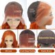 thumbnail image 4 of Peluca PIOGH, color naranja jengibre, 71 cm, cabello humano ondulado, 180% de densidad, 4 of 7