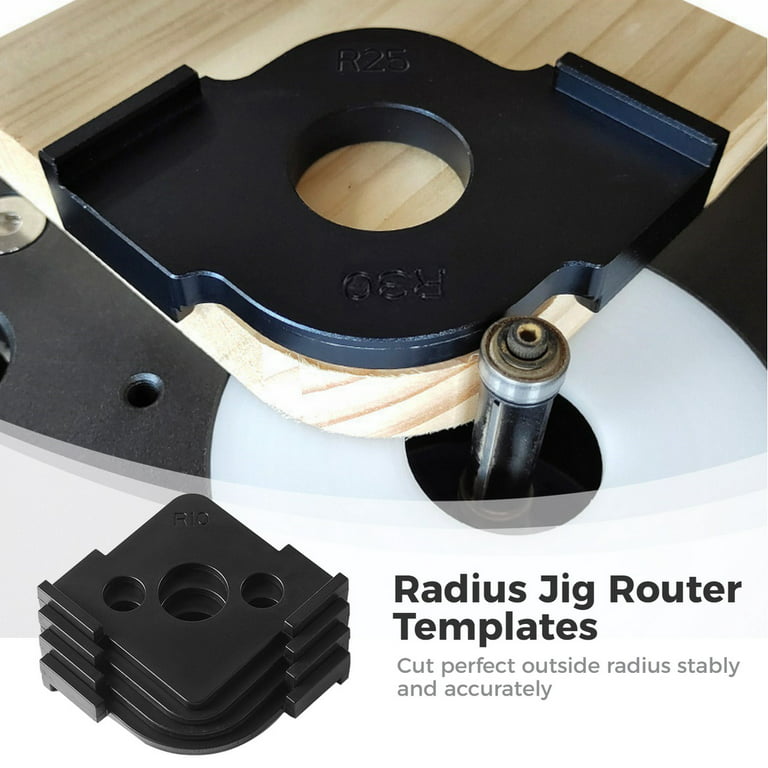 Corner Routing Templates, 4pcs Radius Quick Jigs, CNC Processing Hard ABS Rounded Corners Router Bit Templates for Woodworking Routing, R5 R10 R15 R20