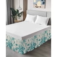 thumbnail image 4 of Turquoise Starfish Wrap Around Bed Skirts for King Bed 16" Drop,Bed Skirt with Adjustable Elastic Belt Dust Ruffle Bed Valance for Bedroom Hotel Ocean Nautical Seahorse Coral Shell Bed Frame Cover, 4 of 7