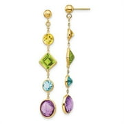 Finest Gold 14K Yellow Gold Multi-Gemstone Post Earrings