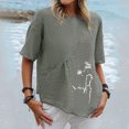 thumbnail image 2 of Blusa de manga corta con estampado de cuello redondo informal para mujer a la moda, Tops de verano Fridja ghk3775, 2 of 5