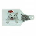 thumbnail image 1 of Christmas Cutting Board, Dog and Cat in Santa Red Hats Funny Puppy and Kitty Domestic Pet Animal, Decorative Tempered Glass Cutting and Serving Board, Wine Bottle Shape, White Grey Red, by Ambesonne, 1 of 1
