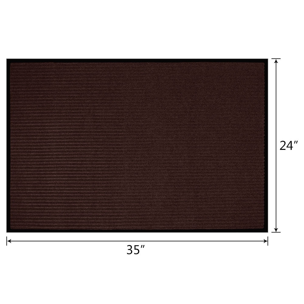 ANMINY Front Doormat Entrance Shoe Mat Waterproof PVC Non Slip Rug Welcome Mat Outdoor Indoor, 24"x35", Brown