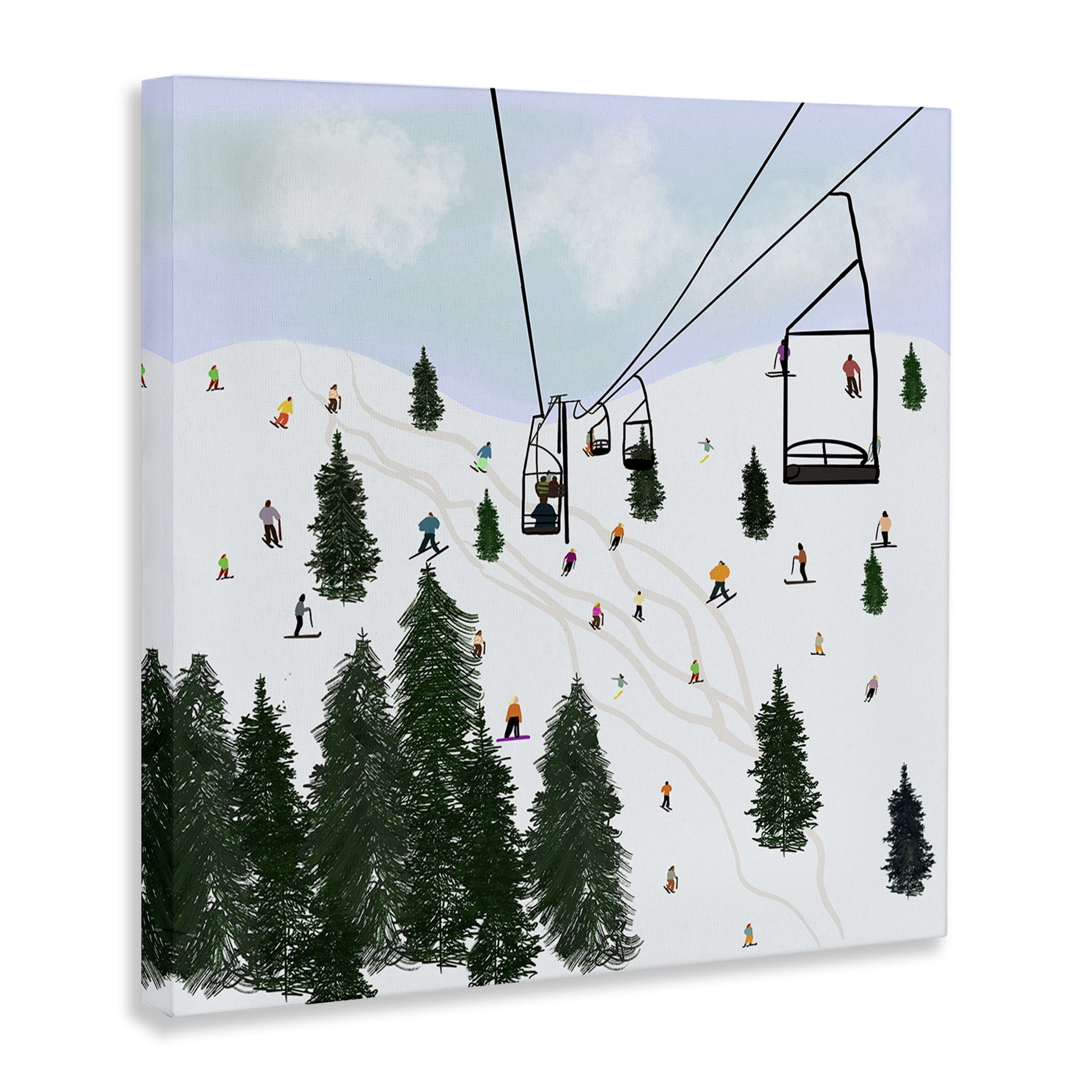 Stupell Industries Ski Lift & Slopes Landscape & Nature Painting Wrapped Canvas Art Print Wall Art, 30 x 30