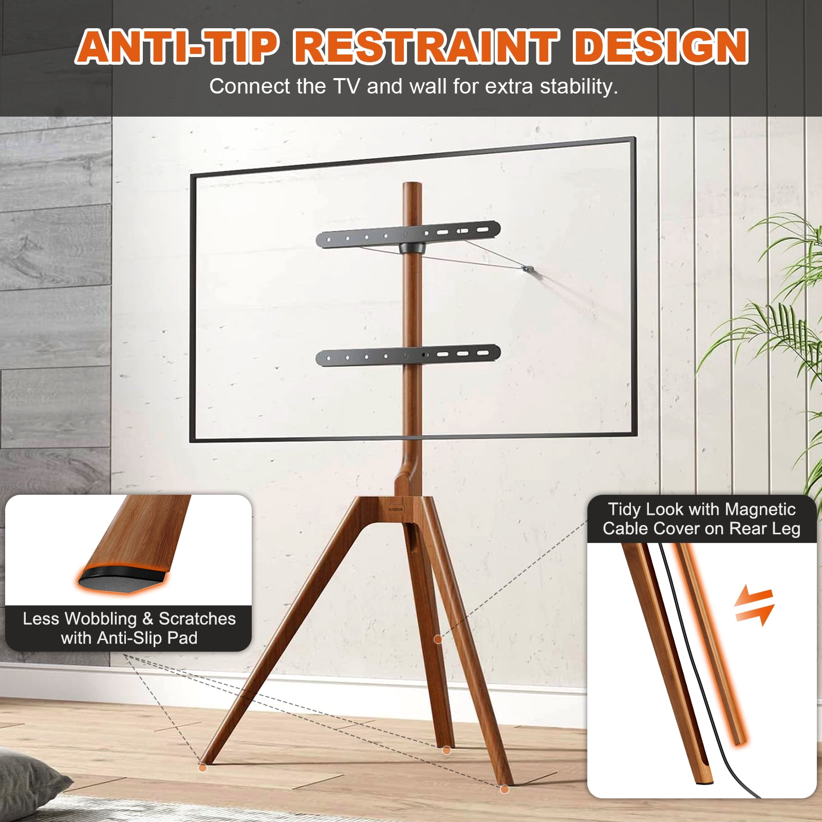 PUTORSEN Premium Wood Easel TV Stand