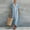 Sky Blue, variant on NTACZA Women Dresses Maxi Cotton Lien Shirt Dress 3/4 Sleeve Collared Color Blocks Back Button Casual Vacation Beach Black L