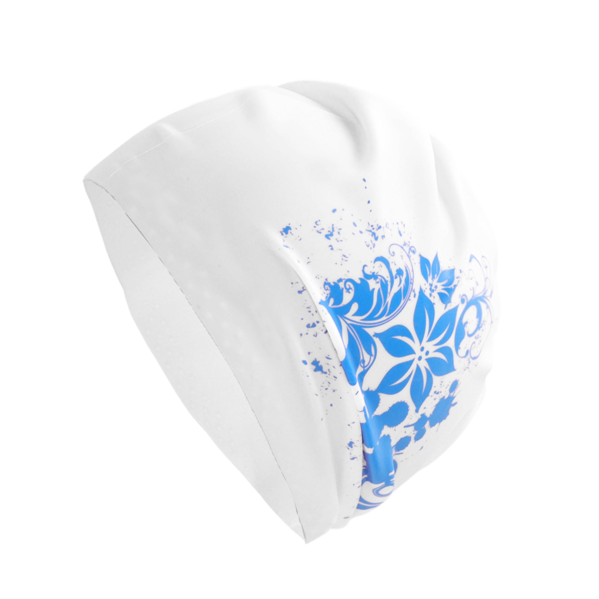 Unique Bargains Floral Pattern Swim Cap 1Pc White