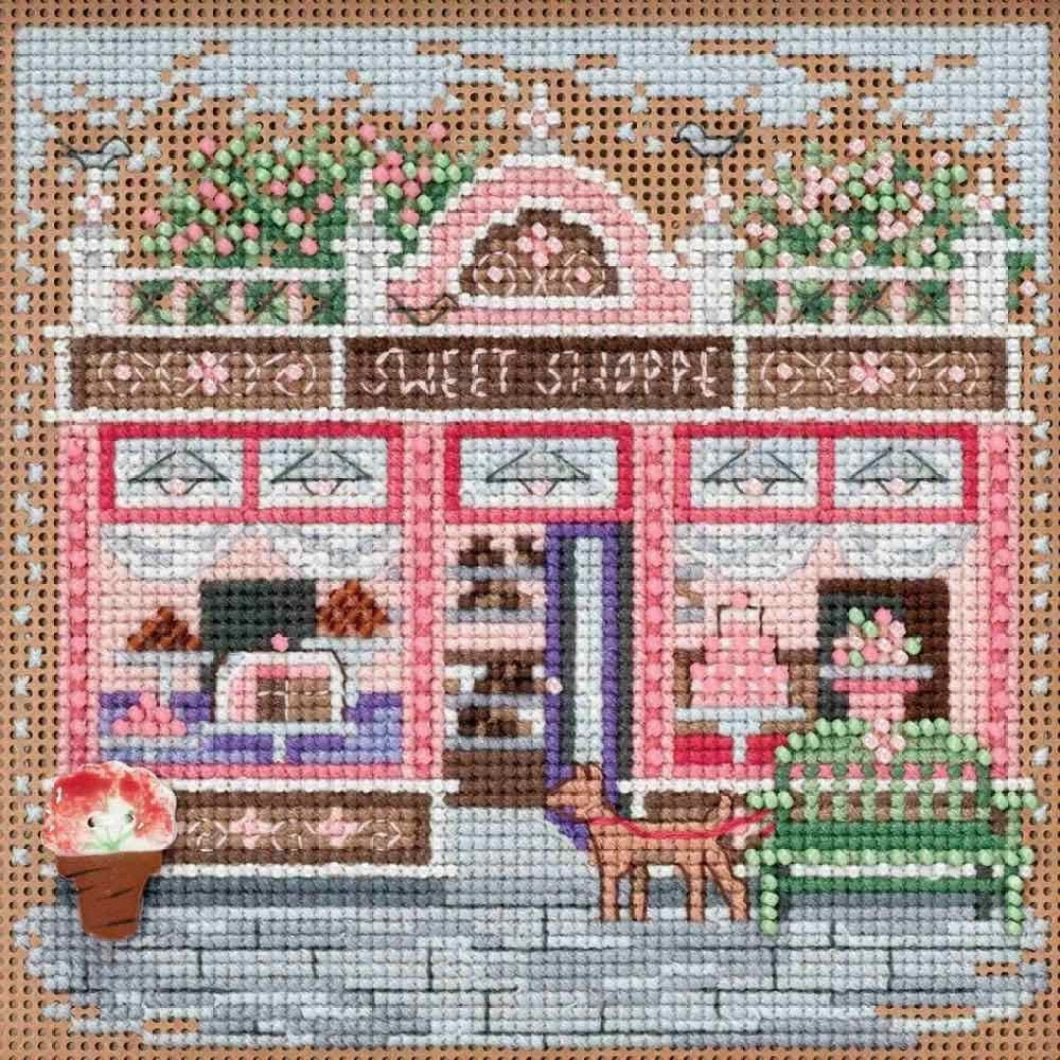 Sweet Shoppe Beaded Counted Cross Stitch Kit Mill Hill 2018 Buttons Beads Spring Main Street Collection MH141812 