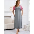 thumbnail image 4 of PinkBeautiM 3 Pack Long Nightgowns for Women Short Sleeve Sleepwear V Neck Sleep Shirt Loungewear with Pockets, 4 of 7