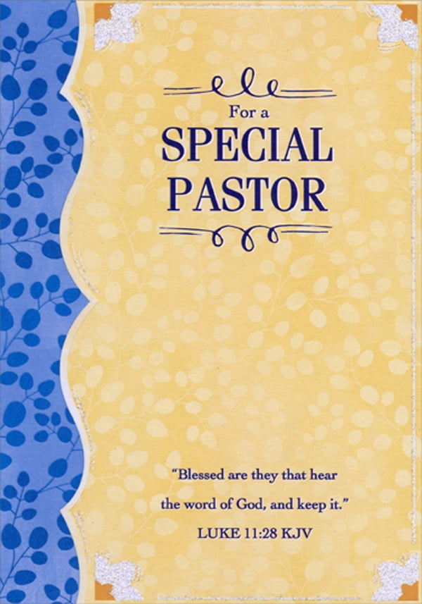 Designer Greetings Blessed Are They: Blue and Yellow Branches and Leaves Religious Birthday Card for Pastor