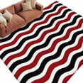 thumbnail image 2 of Abstract Waves Washable Living Room Rugs 5'x8', Red Black Water Ripple Stripes Low Pile Throw Large Area Rug Non-Slip Sturdy Edge Binding Carpet for Living Room Kitchen Office, 2 of 9