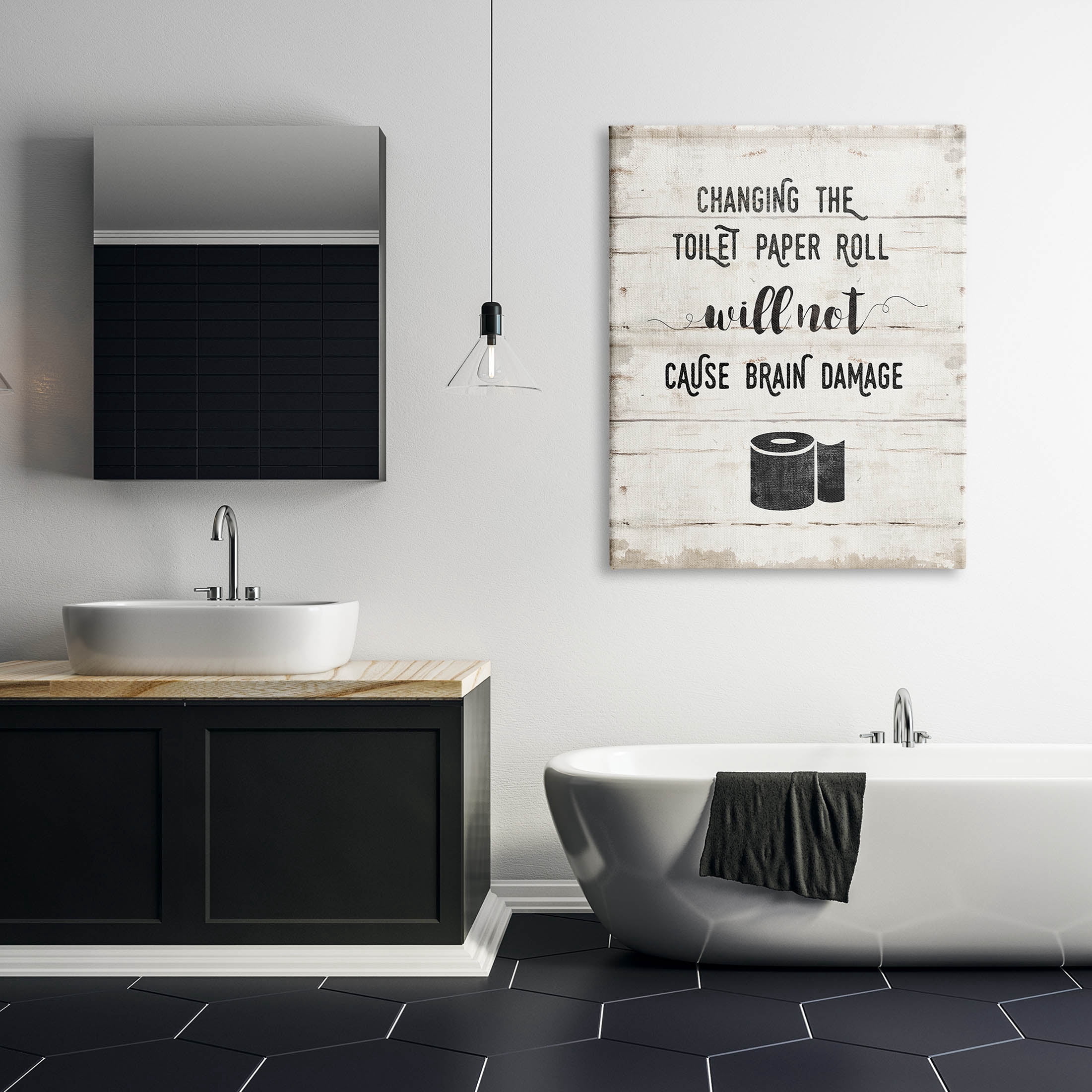 Stupell Industries Changing Toilet Paper Funny Graphic Art Gallery Wrapped Canvas Print Wall Art, Design by Amanda Murray