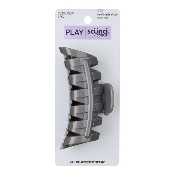 Scunci Play Unbreakable Strong Hold Claw Clip, Gray, 1-Piece