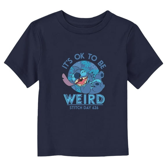 Toddler's Lilo & Stitch It’s Ok to Be Weird Motto Graphic Tee Navy Blue 2T