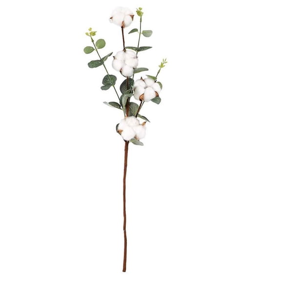 Ycandiee Cotton Stems with Eucalyptus Leaves, Cotton Sprigs Blooms Dried Flowers for Home Farmhouse Wedding Tables Centerpieces , Cotton Floral Stems for Vase Fillers