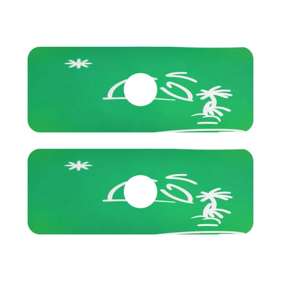 Tropical Island Pattern Quick Dry Silicone Algae Faucet Pad 14.7x5.4in 2 Pack Absorbent Mat for Kitchen Sink, Bathroom Countertop