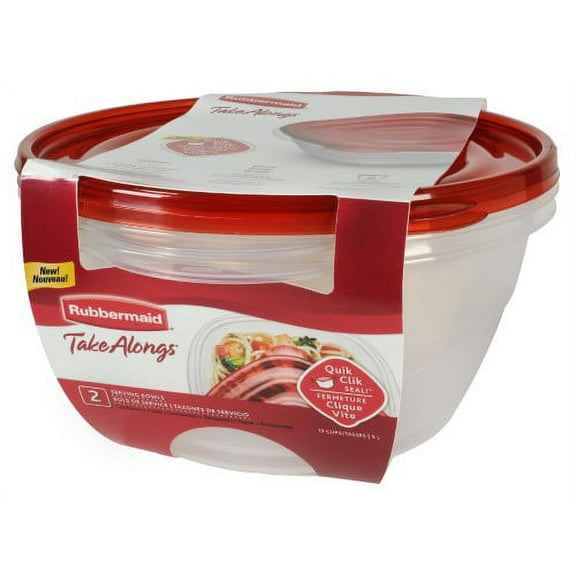 Rubbermaid TakeAlongs 15.7 Cup Round Food Storage Containers, Set of 2, Red (Pack of 2)