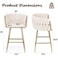 thumbnail image 2 of BISHE Counter Height Bar Stools Set of 2 – 26 Inch Modern Mid-Century Kitchen Island Stools with Backs & Sturdy Metal Legs, Beige, 2 of 6