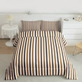 thumbnail image 2 of Manfei Brown Geometric Lines Full Size Bedding Sets,Aesthetic Striped Bedding Comforter Set,Minimalism Geometric Stripes For Girls Boys,Super Cozy Room Decor Reversible,3pcs, 2 of 8