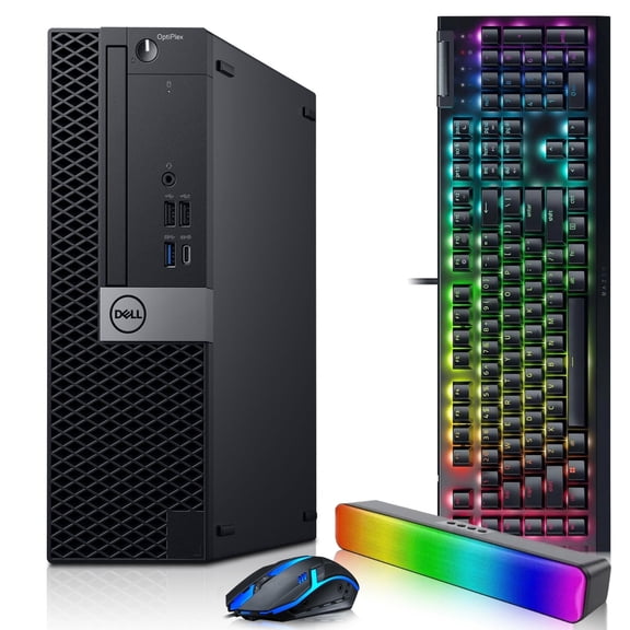 Restored Dell OptiPlex 5060 Desktop Computer  Intel Core i5-8500  16GB DDR4 RAM  512GB SSD  NVIDIA GeForce GTX 1050Ti  RGB Keyboard & Mouse  RGB SoundBar  Wi-Fi  Gaming PC  Windows 11 Pro (Refurbished)