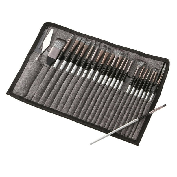 Conjunto de Pinceles de Pintura, 24 Piezas Pinceles de Punta Surtida Nylon Cepillo de de Cabello para Acrílico Acuarela, Arte de Uñas, Detalla Bolsa de almacenamiento gris Sunnimix Pinceles de pintura de artista