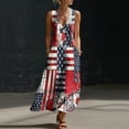 thumbnail image 2 of Fewfanhot 4th of July Women 250th Anniversary American Flag Maxi Dress, V-Neck Sleeveless Patriotic Star Stripe Long Dress with Pockets, Casual Summer Loose Fit Sundress, S-3XL, 2 of 7